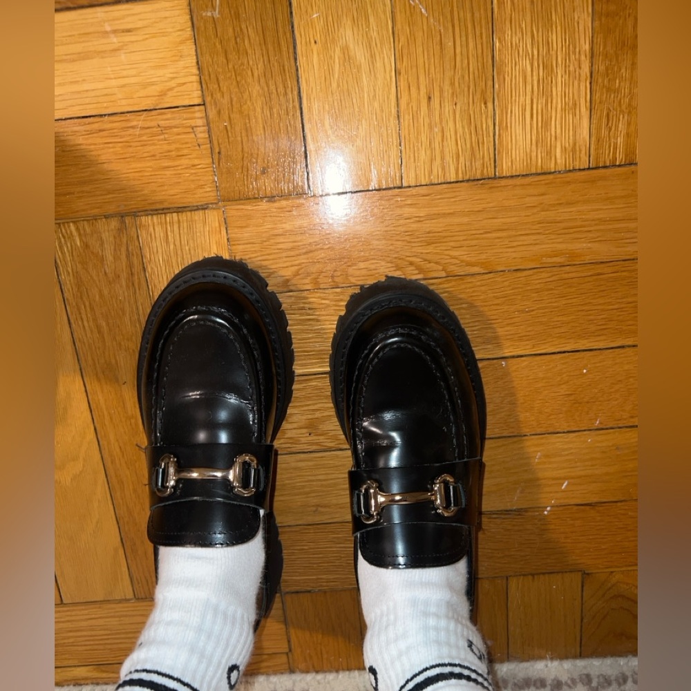 Steve Madden Lando Black Leather Platform Loafers. - Picture 3 of 3